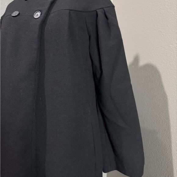 Vintage JCrew double cloth Wool Blend Black Coat tulip peacoat - Picture 9 of 10